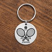 Personalized tennis keychain with crossed tennis rackets ball school initials player name and year 