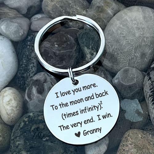 I Love You More Keychain Personalized Gift To the Moon and Back 