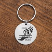 Personalized track and field keychain with winged running shoe school team athlete name and year 