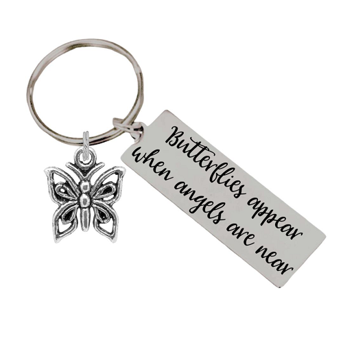 Personalized Butterflies Appear When Angels Are Near Stainless Steel Keychain Memorial Sympathy 