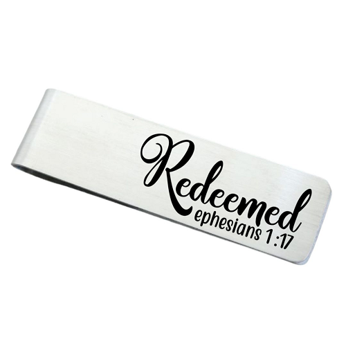  Personalized Stainless Steel Redeemed Money Clip - Customizable Back 