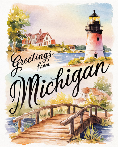 Greetings from Michigan Sign - Share the Charm of the Great Lakes State 