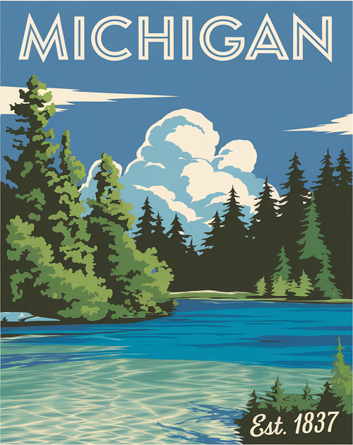 Michigan Est. 1837 Landscape Sign - Celebrate Michigans Heritage & Beauty 