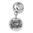 Speech therapist bracelet charm with floral design and optional personalized back for SLP gift 
