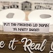 Put the Fricking Lid Down Ya Nasty Beast funny sarcastic bathroom sign with toilet humor 
