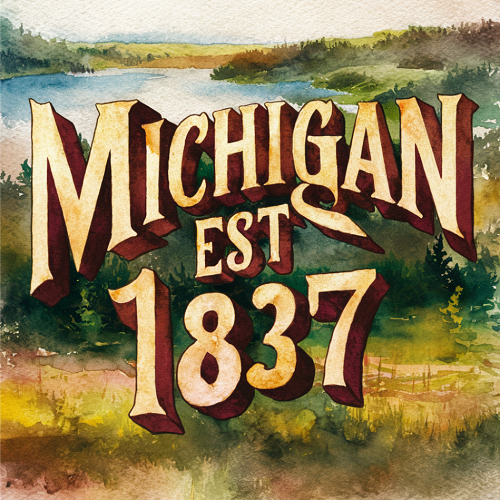  Michigan EST 1837 Sign - Vintage State Pride with Scenic Landscape 