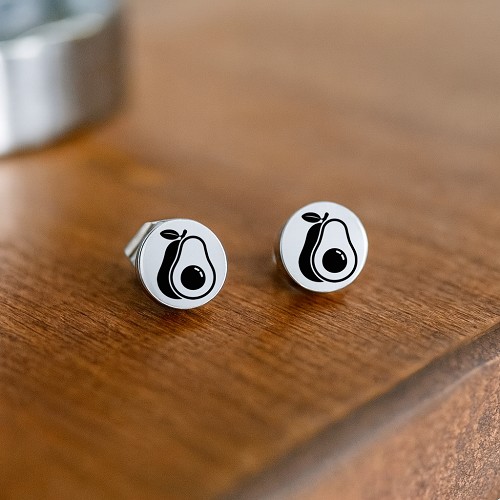 Avocado stud earrings with cute avocado and pit design for foodies guacamole lovers and avocado fans 