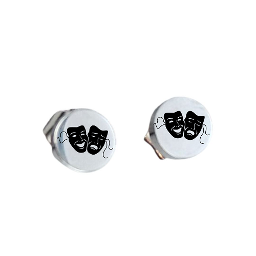  Comedy & Tragedy Mask Stainless Steel Post Earrings - Perfect Gift for Theater & Drama Lovers 