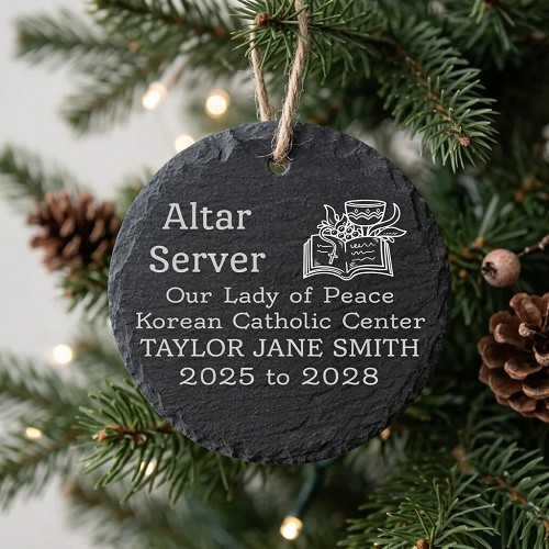 Personalized Altar Server Slate Ornament Catholic Church Service Keepsake 