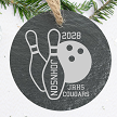 Personalized bowling senior ornament with bowling ball pins player last name school team information and graduation year 