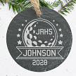 Personalized golf senior ornament with golf ball school initials player last name and graduation year 