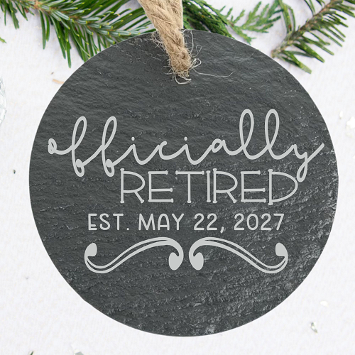 Officially Retired Personalized Date Slate Ornament Retirement Keepsake 