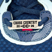 Personalized cross country graduation shoe tag with custom senior year and graduation cap plus optional underside message 