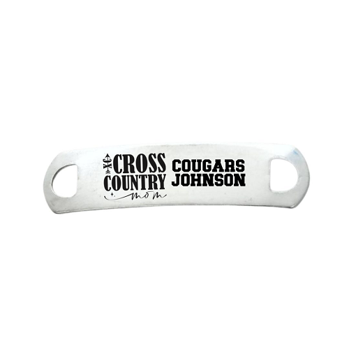  Personalized Cross Country Mom Shoelace Tag - Name, Team - Customizable Underside 