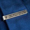 Personalized First Holy Communion tie bar with cross, recipient name and communion date 