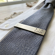 Personalized wedding tie bar with couple initials and wedding date plus optional short message on back 