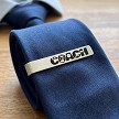 Wrestling coach tie bar with COACH wrestling design and optional personalized message on back 