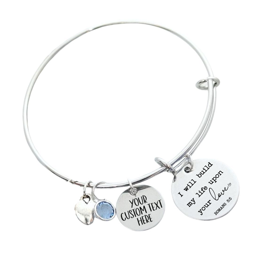  Personalized Confirmation Romans 5:5 Adjustable Bangle Charm Bracelet 
