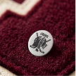 Personalized hockey varsity letterman jacket pin with school initials player last name year hockey helmet sticks gloves and puck 