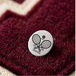 Personalized tennis varsity pin with crossed rackets school initials player last name and graduation year for letterman jacket and Senior Night gift 