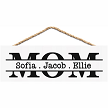 Personalized Mom or Mama sign with childrens names through the center for custom Mothers Day family gift 
