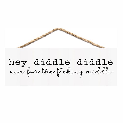 Hey Diddle Diddle Aim For The Fcking Middle funny sweary sarcastic sign 