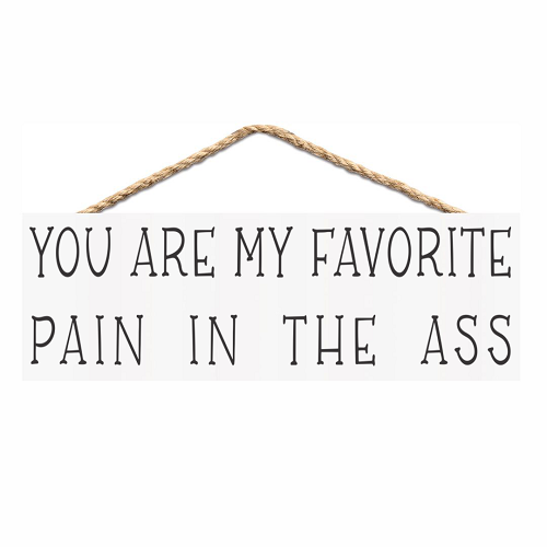 Funny You Are My Favorite Pain in the Ass sign with sarcastic relationship saying for couples spouses and best friends 