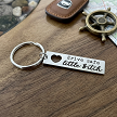 Funny Drive Safe Little Bitch stainless steel keychain with heart cutout and optional personalized back 