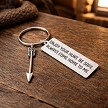 Hunter keychain with arrow charm and enjoy your hunt be safe always come home to me message with personalized back 