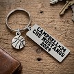 Personalized basketball player keychain with basketball charm, player name, jersey number, team and year 