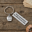 Teacher appreciation keychain with apple charm and Never Underestimate the Difference You Made message with personalized back 