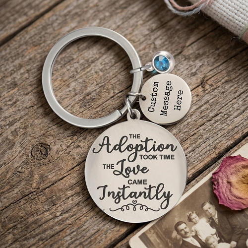 Personalized Adoption Keychain with Birthstone 