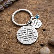 Athletes prayer keychain with personalized mini tag birthstone charm and custom back engraving 
