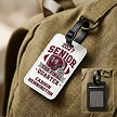 Personalized senior football bag tag with The Final Quarter design, player name, jersey number, graduation year and team colors 