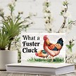TWO BRIGHT ROOSTERS Funny What a Fuster Cluck Chicken Hen Sign 