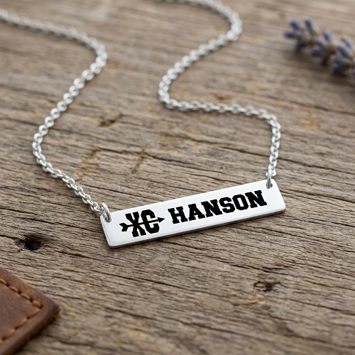 Personalized cross country bar necklace with custom runner name or team and optional back personalization 