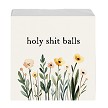 Holy Shit Balls Home Decor Floral Canvas Sign 