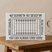 Personalized football field coordinates sign with custom GPS location team names and customizable wording 
