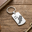 Personalized cross country keychain with custom athlete name and winged running shoe design 