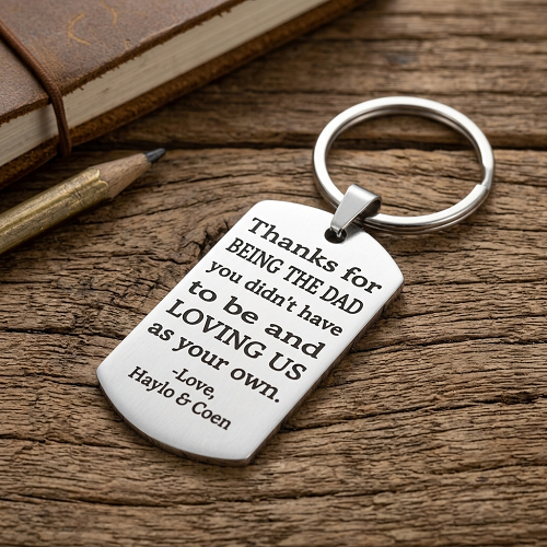 Personalized Thank You Stepdad Keychain Gift 