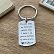 Funny personalized favorite person keychain with sarcastic relationship quote, custom name and optional back personalization 