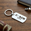Personalized football coach stainless steel keychain with custom coach name and optional personalized back 