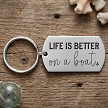 Life Is Better on a Boat stainless steel keychain with optional personalized back engraving 