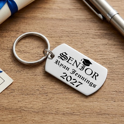 Personalized Senior graduation keychain with graduate name graduation year and cap with optional back personalization 