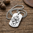 Personalized football player dog tag necklace with custom last name and jersey number and optional personalized back 
