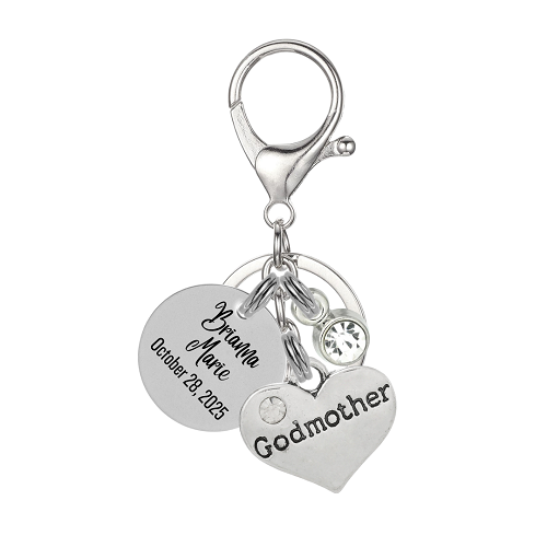  Personalized Godmother Heart Charm Clasp Keychain 