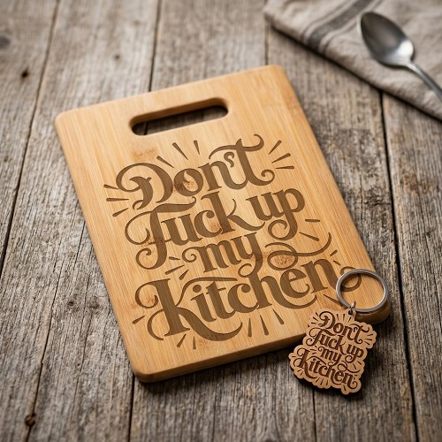 Dont Fuck Up My Kitchen funny profanity wood cutting board gift for cooks and chefs 