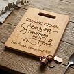 Season Everything With Love personalized cutting board with custom kitchen name and personalized bottom text 