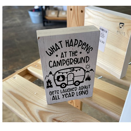  What Happens At The Campground Sign Humorous Camping Decor 
