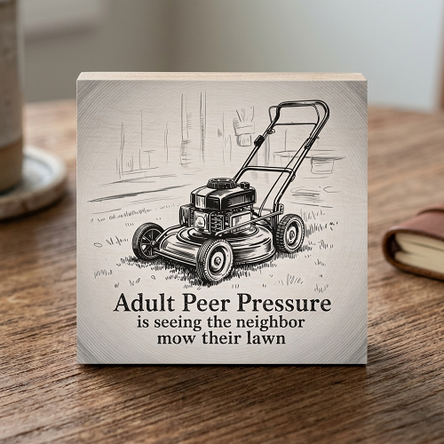 Adult Peer Pressure funny lawn mowing homeowner sign 